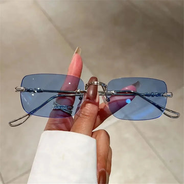 Rimless Rectangle Sunglasses Men Women 2025 Fashion New in Vintage Shades Eyewear Brand Design Ocean Lenses Sun Glasses