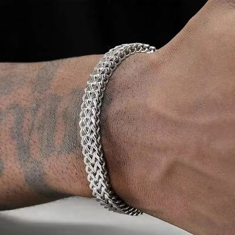 Men's Retro Spinal Chain Bracelet Simple Stainless Steel Bone Chain Jewelry Hip Hop Dressing Accessories Gifts