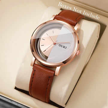 Fashion Unique Designed Women Watches Casual Leather Strap Ladies Quartz Wristwatch Relogio Feminino (Without Box)