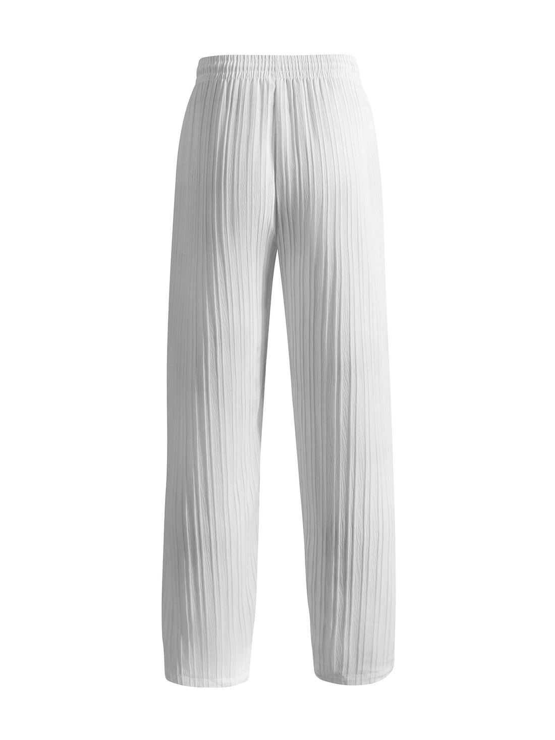 Modern Men's Pleated Pants Lightweight white Trousers with Elastic Drawstring Waist Breathable Casual Sporty Pants for Summer