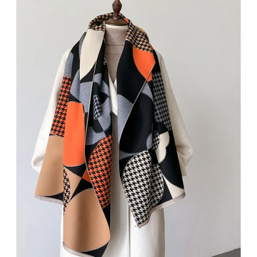 2024 Fashion Lattice Print Cashmere Shawl Wrap Women Winter Autumn Warm Large Pashmina Bufanda Scarf Thickened Female Hijab Lady