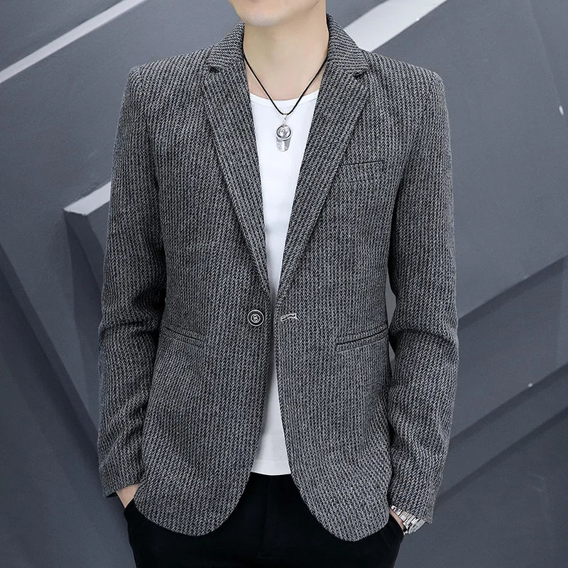 2024 Men's suit autumn coat Korean version of youth slim handsome casual single suit trend spring and autumn coat everything