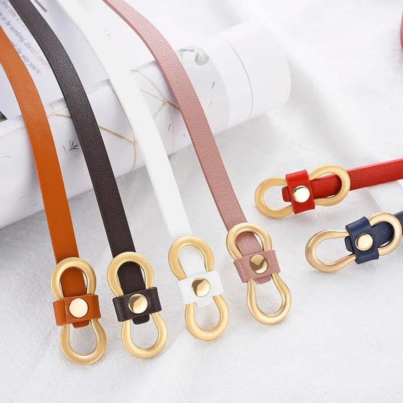Women's Belt Simple Fashion Versatile Without Punching Belt Soft Pu Leather Belt With Dress Coat Jeans Thin Belt Women Waistband