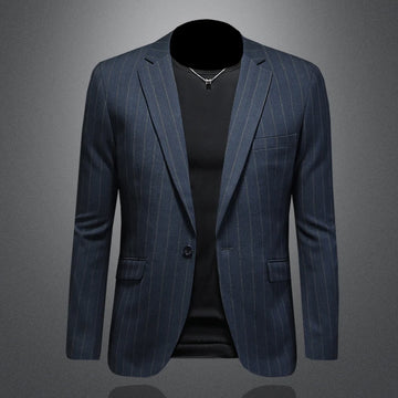 High-quality autumn men's fashionable, stylish and versatile business casual British-style striped fitted suit jacket
