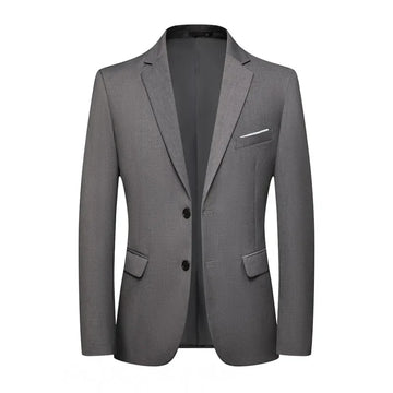 Men's Slim Fit Solid Color Business Suit Korean Fashion High-End Single West Spring Autumn Trend Coat Polyester