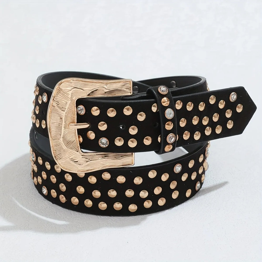 New Women's Belt Fashion Embedding Rhinestone Round Rivet Bel Versatile Fashion Soft PU Leather Belt Jeans Punk Rock Y2K Belt