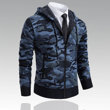 Fashion Knit Jacket Men Camo Jackets Coat Camouflage Hooded Outwear Spring Autumn Male Clothes Sports Streetwear Zip Pockets