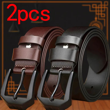 1pc/2pcs Fashion Business Men's Belt Genuine Leisure Luxury Brand Belt Metal Buckle Belts High-Quality PU Leather Belt Plus Size