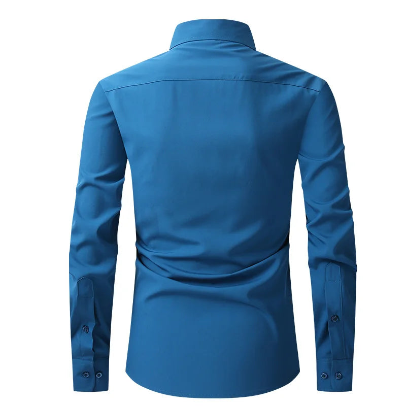 New spring and summer American men's shirt business casual long sleeve slim professional formal wear free ironing solid color