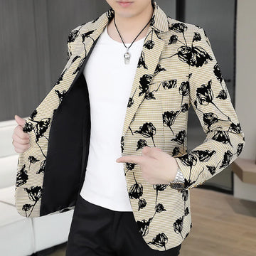 Mens Velvet Checkered Suit High Quality Style Trendy Business Casual Veloursheck Jacket Versatile Fashion Männliches  Jäckchen