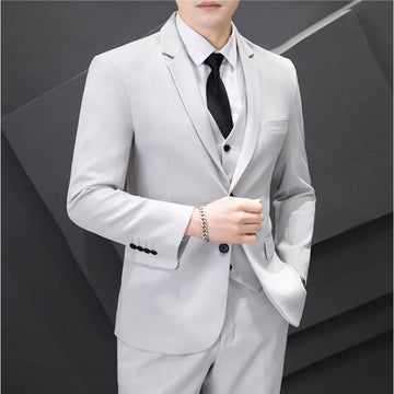 Men's Three-Piece Suit Set Fashion Business Career Waistcoat Trousers Wedding Dress Groom Best Man Decoration Body