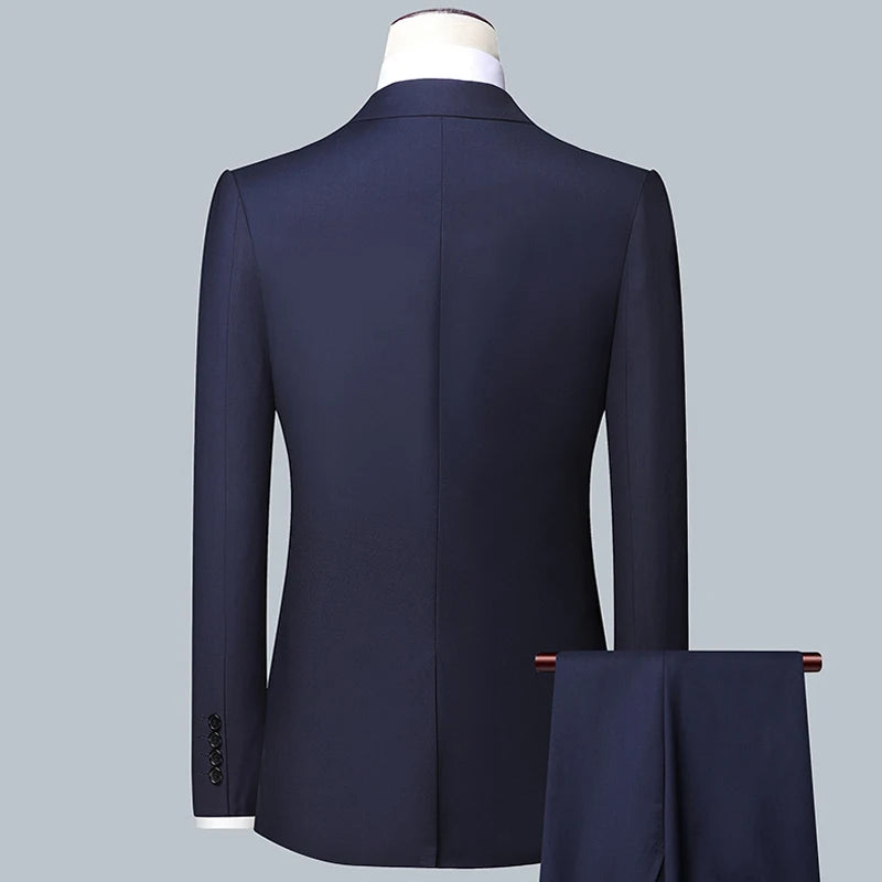 2025 Men's Two-button Two-piece Slim-Fit Business Suit Set Korean-Style Fashionable High-End Formal Wear for Office And Work
