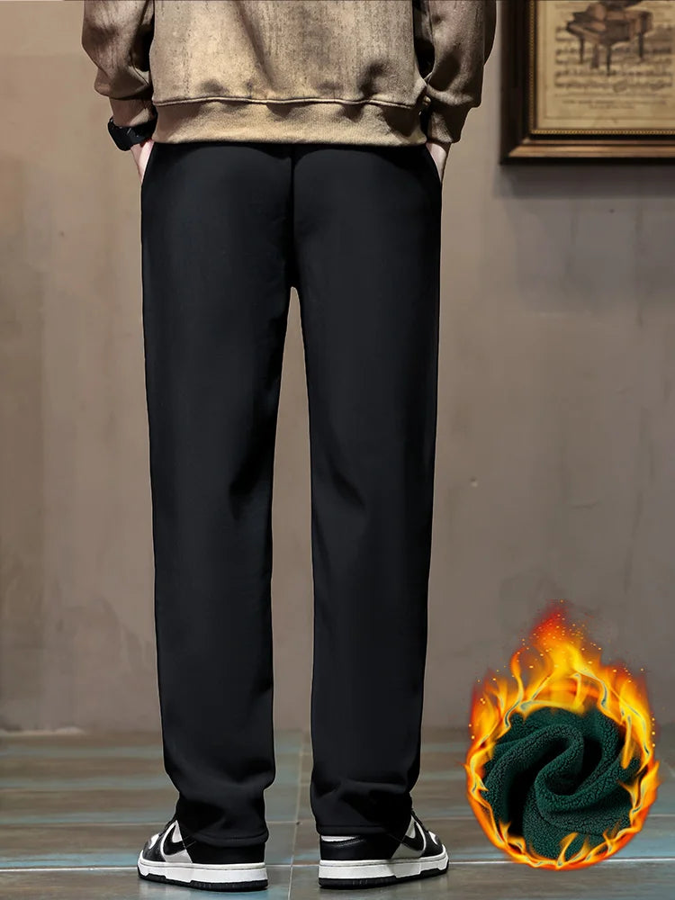 High Quality Winter Fleece Warm Pants Men Drawstring Elastic Waist Outdoors Jogging Flocking Casual Trousers Male Plus Size 5XL