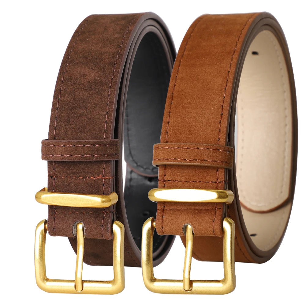 Fashion Luxury Women's High-quality Alloy Pin Buckle Belt Suede Matte Fashionable Versatile Strap For Dresses Jeans Accessory