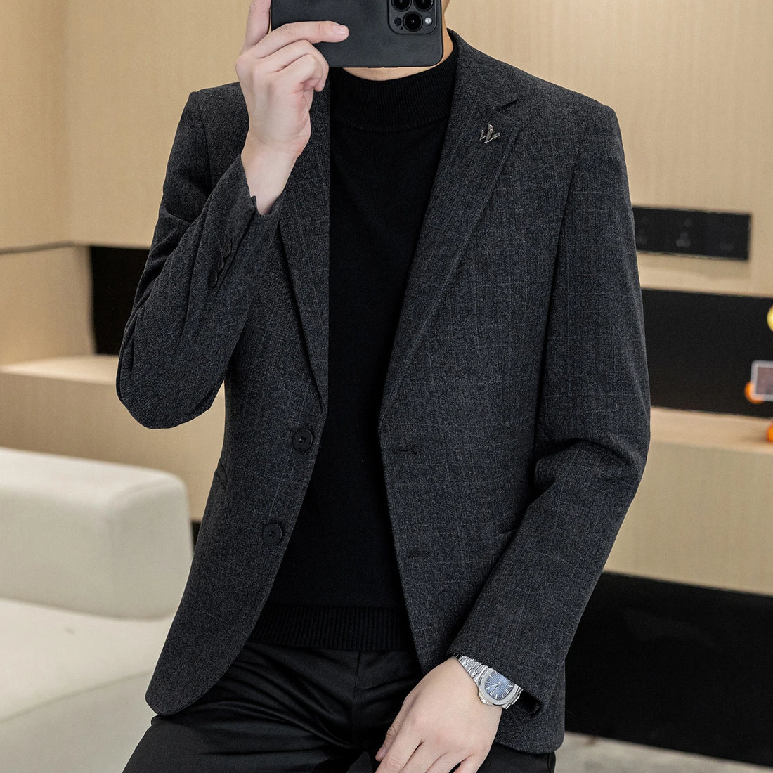 Autumn and winter new men's suits, two-button single-breasted jackets, men's casual business wear, formal wear, and men's suits