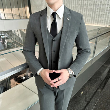 High quality 2024 new striped suit (suit + vest + dress pants) stylish stylish casual business wedding three-piece set