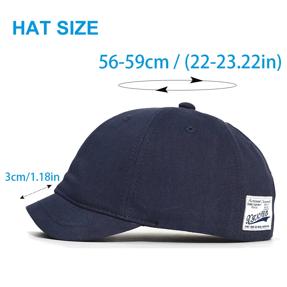 Short Brim Cotton Baseball Cap Men Women Casual Vintage Dad Hat Adjustable Trucker Style Low Profile Caps Nylon Fastener Tape