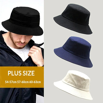Big Head Men Size Sun Bucket Hat Women Fisherman Bob Cap Pure Cotton Cotton Plus Bucket Size 54-57cm 57-60cm 60-63cm