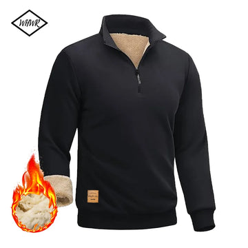 Men's Collar Half zipper Sweatshirts Winter Fleece Casual Pullover for Male Sweat Outdoor Turtleneck Coats Solid Sports Clothing