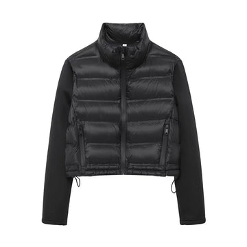 Autumn New Product Casual Women's Fashion Black Stand up Collar Splicing Short Jacket Cotton Jacket