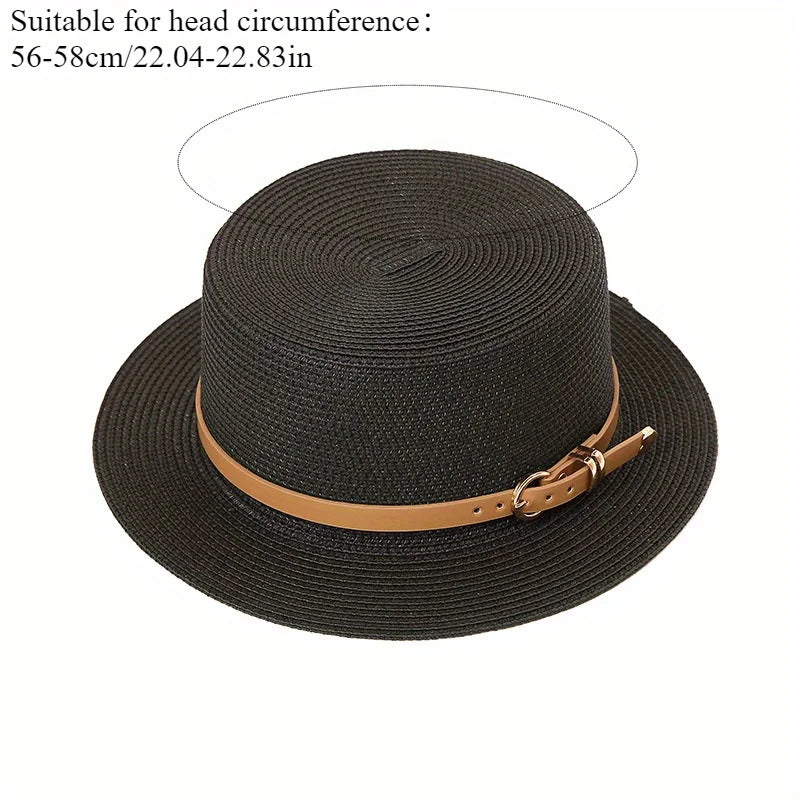 Straw Hat Women's Summer Beach Sunshade Hat Braided Straw Sunblock Hat French Belt Vintage Top Hat Sun Hats For Women