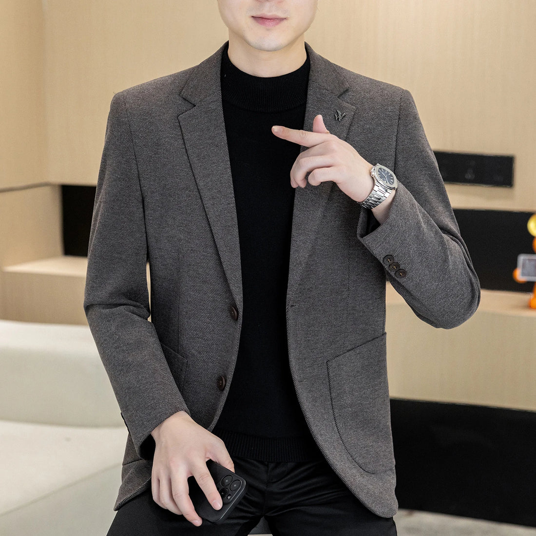 Autumn and winter new M-8XL plus-size men's suit, two-button single-breasted men's casual business formal suit