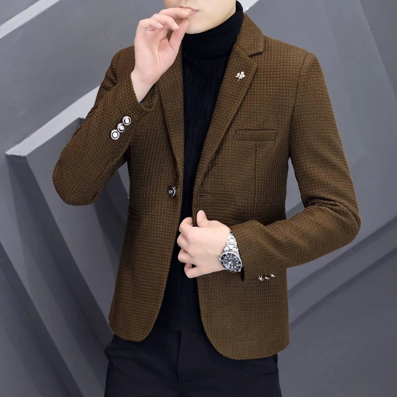 Autumn and winter thick casual suit men's Korean version of the trend suit single west coat slim Korean version of small suit ja
