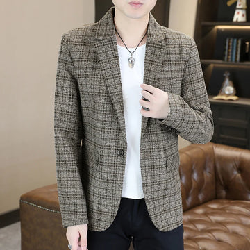 The new autumn Korean-style stylish, cool, versatile and high-quality men's top, casual single suit and trendy jacket