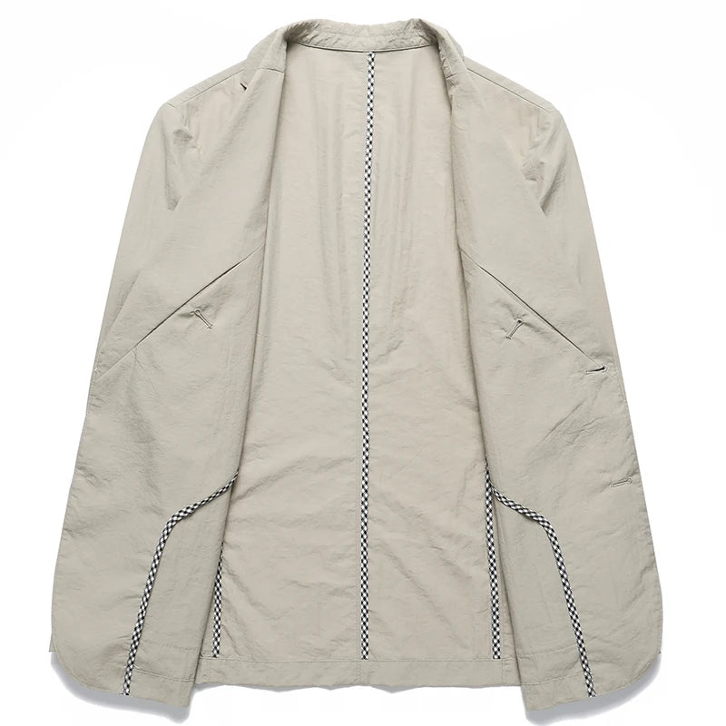 Summer thin suit men's jacket fashion handsome casual high-grade sense of light luxury suit jacket single west sun-protective cl