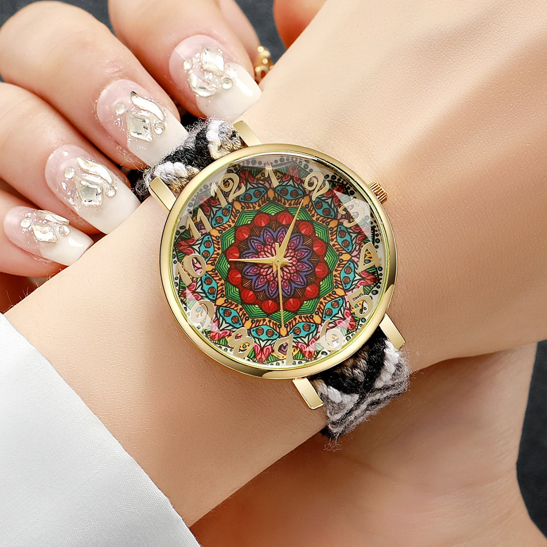 Fashion Woven Strap Women Watches Vintage Arabic Numeral Dial Quartz Watches For Ladies Clock Reloj Mujer（Without Box）