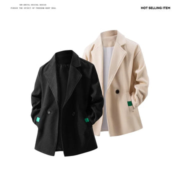 Winter suits, double-breasted woolen coats, men's loose, large-sized woolen jackets, and woolen suits