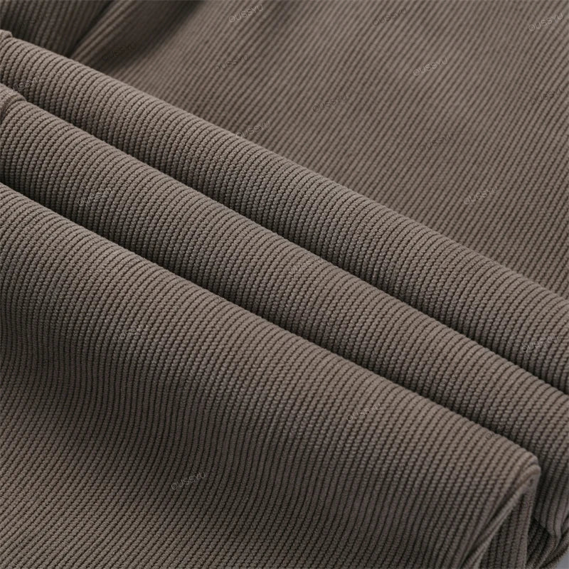 High Quality Autumn Winter Corduroy Pants Men Elastic Waist Drawstring Thick Outdoors Classic Sports Casual Trousers Male Gift