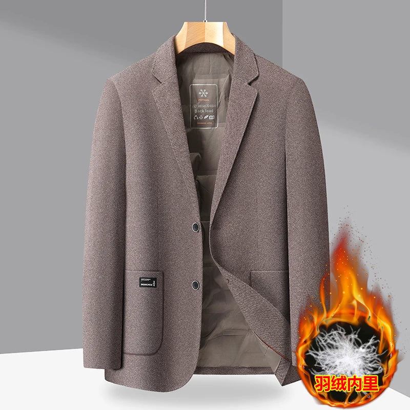 High-quality men's down suits (80 down), warm jackets for the middle-aged and elderly, fashionable, cool and casual suits