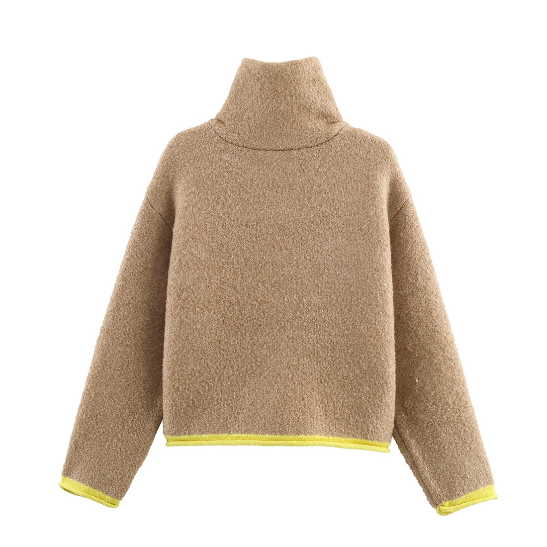 2025 Winter New Product Women's Lazy Style Loose Contrasting Color Decorative Layer Knitted Pilot Jacket Coat