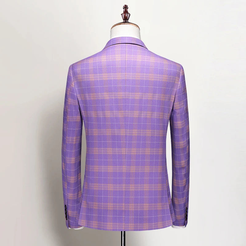 2024 High-quality men's casual (suit + vest + trousers) Fashion business trend handsome slim dress suit three-piece suit