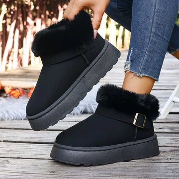 Winter snow boots for women, new style, thickened and lined with cotton, fashionable, warm, versatile and anti-slip, model 2025.