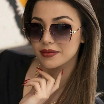 Vintage Rimless Metal Square Sunglasses - Punk Fashion Cutting Shade, UV400