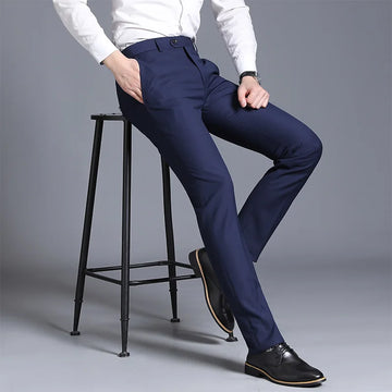 High-quality, fashionable and stylish solid-color men's slim-fit, no-iron skinny pants, work pants, and oversized dress pants