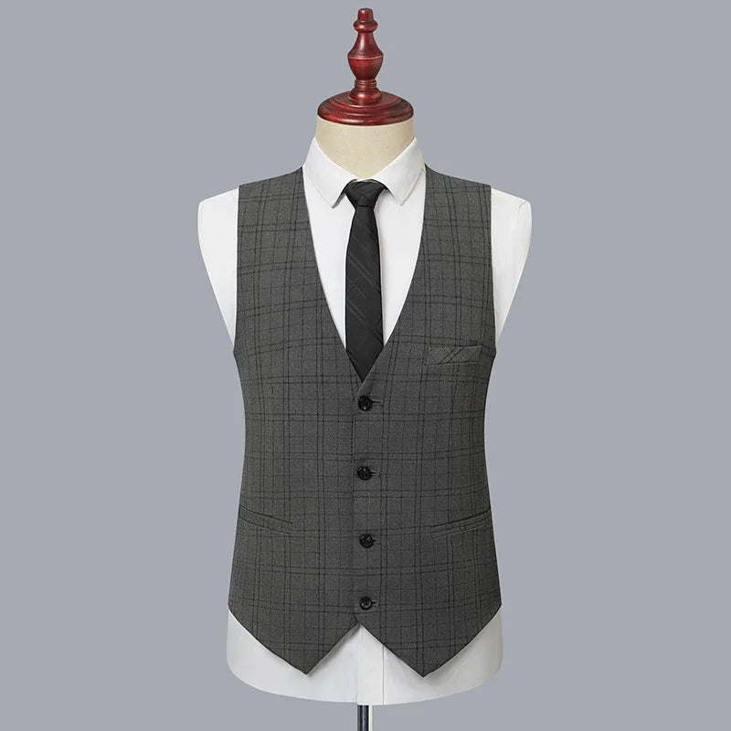 Men's Slim Fit Three-Piece Wedding Suit High-End Boutique Fashion Casual Business Vest Trousers Set