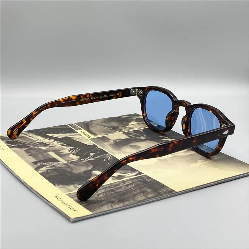 Lemtosh Fashion Sunglasses for Men Johnny Depp Polarized Glasses High end Brand Retro Acetate Fiber Frame Driver Sunshade