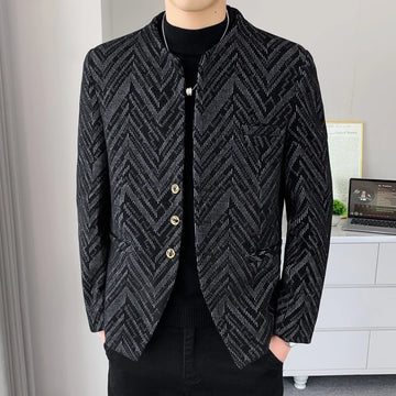 New autumn and winter thick men's fashionable and stylish casual jacket, trendy Korean-style men's suit jacket