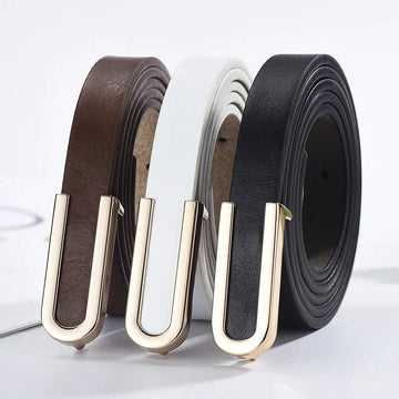 Women's Belt Fashion U-shaped Snap Button Thin Belt Versatile in All Seasons and Simple Youth Belt Paired with Jeans Women Belt