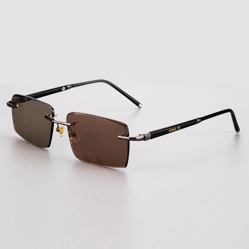 Natural Crystal Sunglasses Man Rimless Glass Sunglasses Mineral Lens Woman Luxury Brand Acetate Frame Vintage Anti Scratch