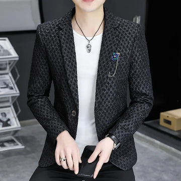 2024 Autumn New Fashion Handsome Men Business Leisure Banquet Shopping Slim-fit Korean Suit  Costume Croisé Homme  Blazer