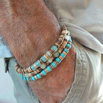 Simple Retro Wooden Bead Men Bracelet Bohemian Blue Coconut Bracelet Jewelry Fashion Party Accessories Gift
