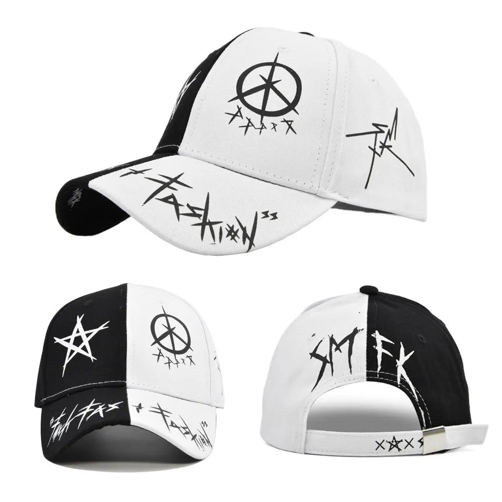 Letter Baseball Cap Graffiti Sun Hip Hop Cap Visor Hat Men Women Patchwork Snapback Casual Hat Fashion Cotton Adjustable Dad Hat