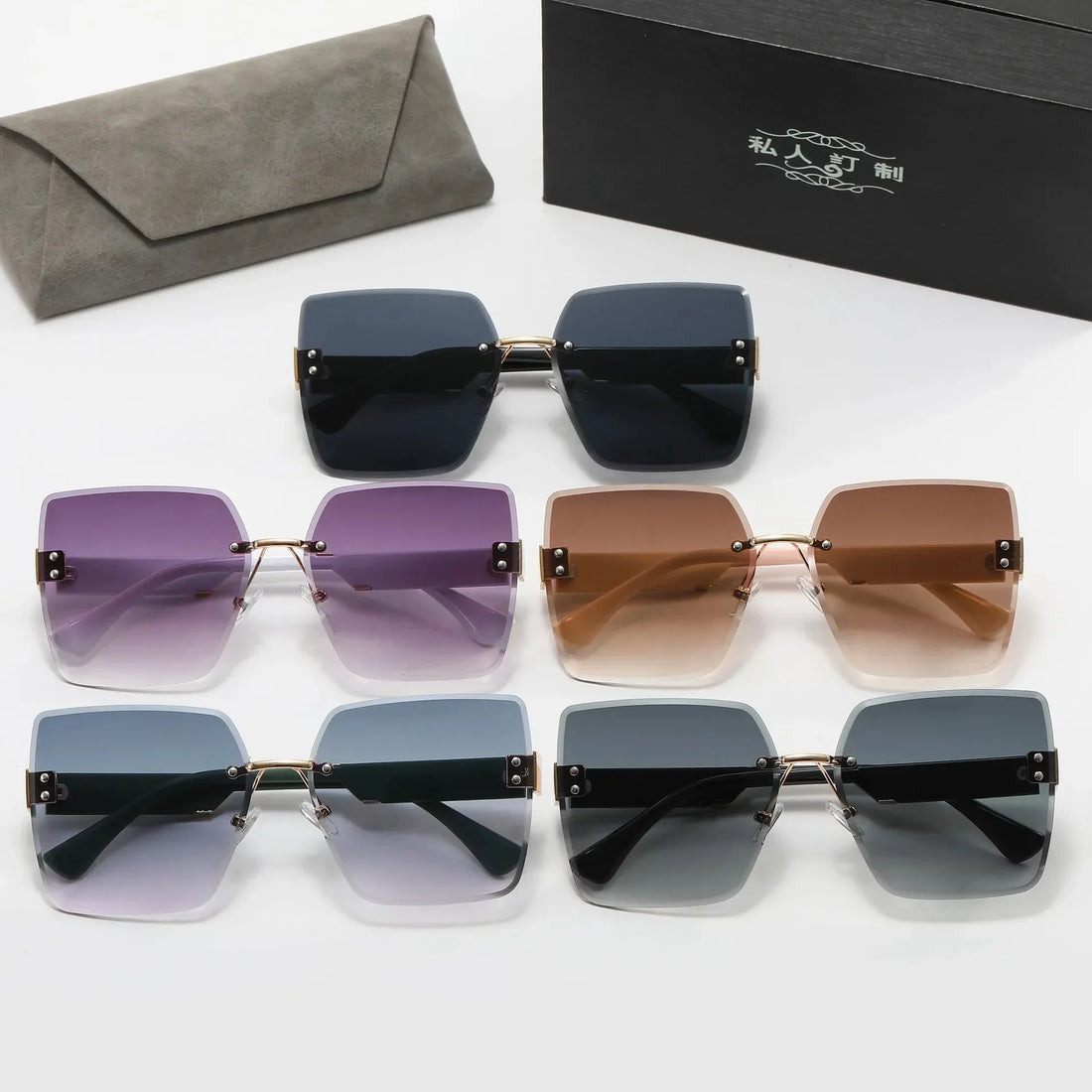 New Fashion Luxury Brand Rimless Women Sunglasses for Men Vintage Designer Square Frame Sun Glasses Female Shades UV400 Eyewear