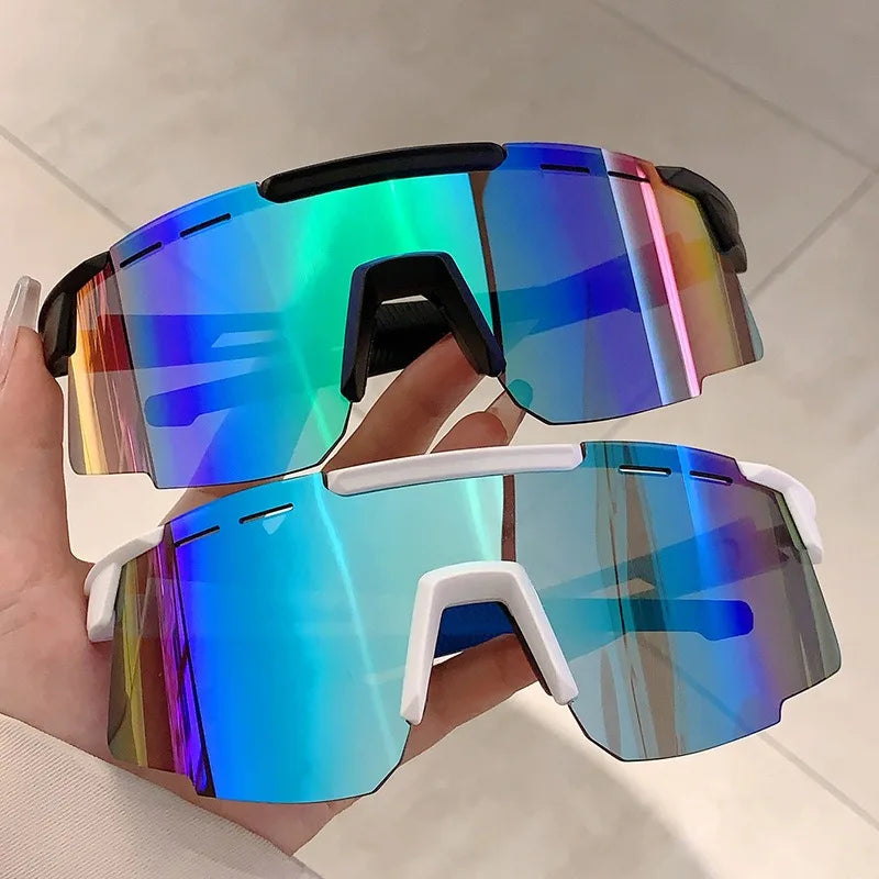 Trendy Cycling Goggles Oversized Decor Women's Sports Anti UV Sunglasses Men's Outdoor Brand Design Sun Glasses for Hiking