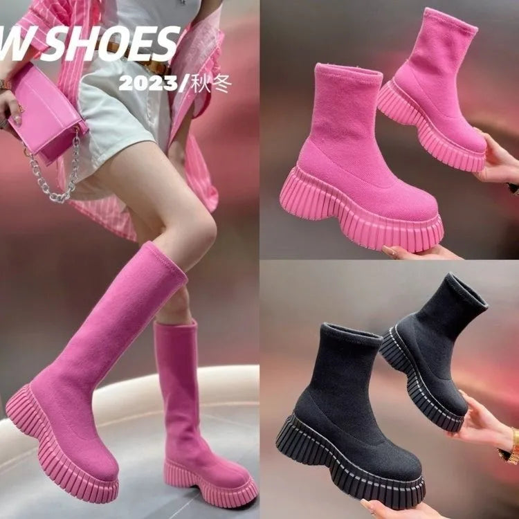 Short Solid Color Boots for Women, Perfect for Spring and Autumn Fashion