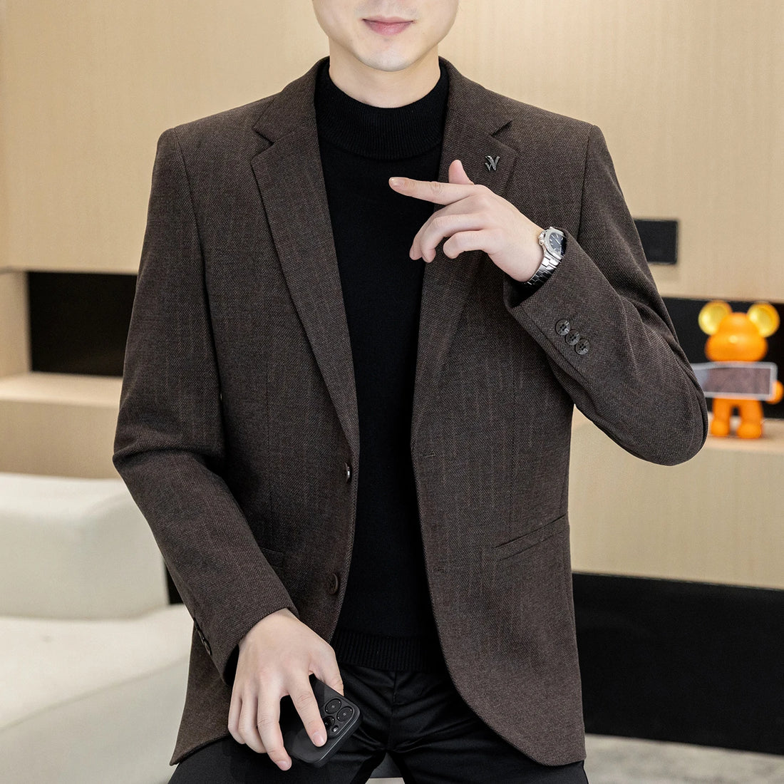 Autumn and winter new men's suits, two-button single-breasted jackets, men's casual business wear, formal wear, and men's suits